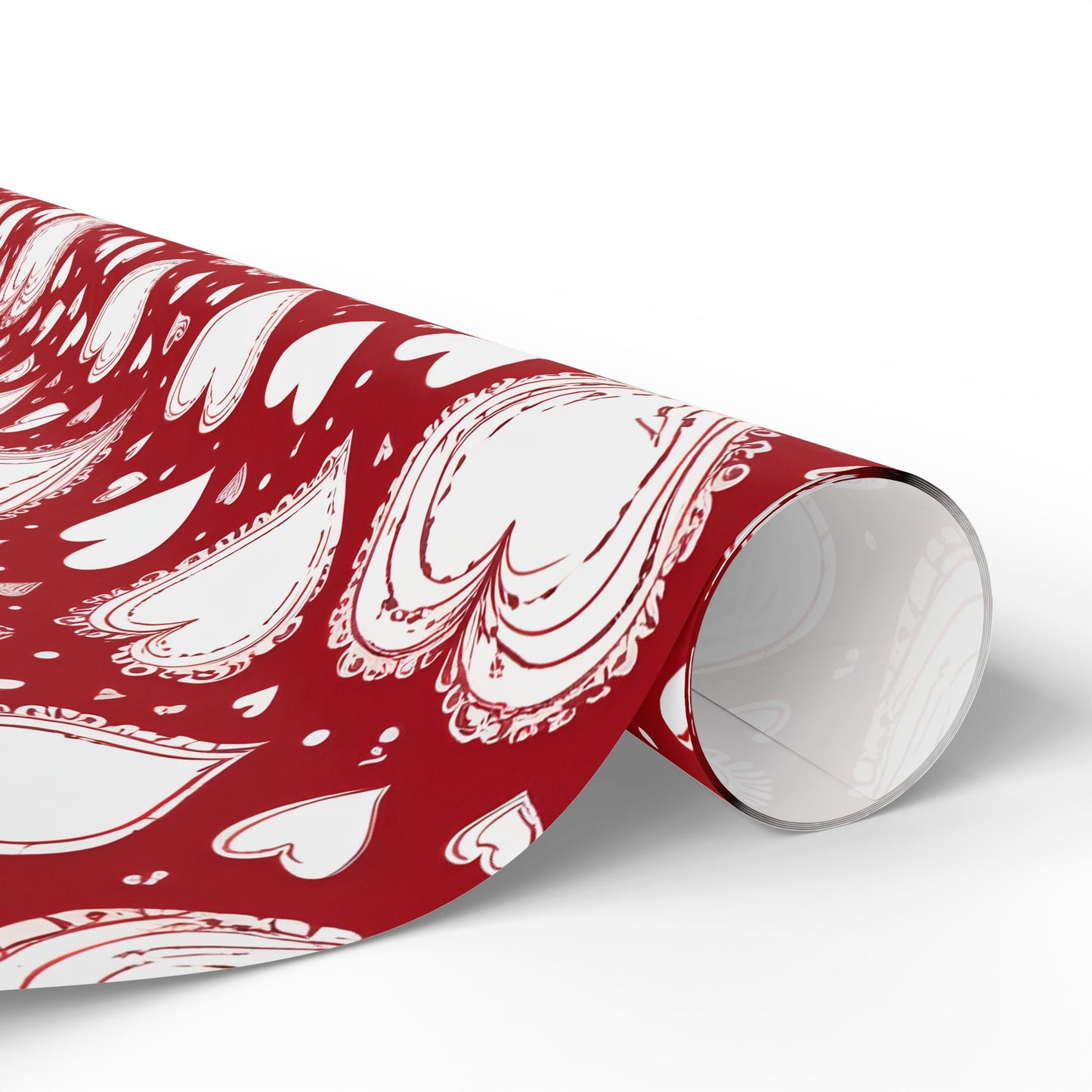 Romantic White and Red Heart Wrapping Papers