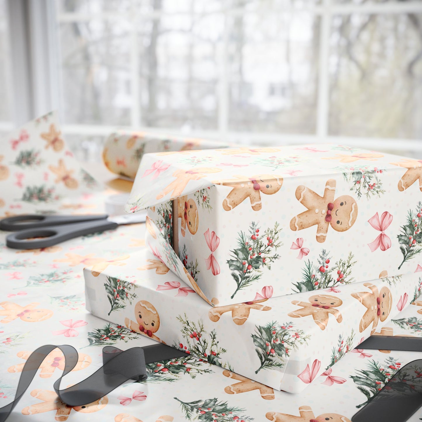 Bow - Tied & Baked – Gingerbread Glam Wrapping Paper