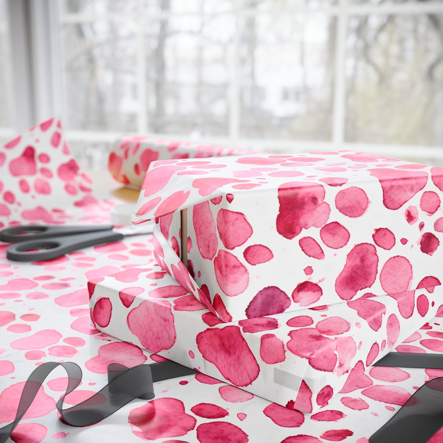 Pet Lover's Paradise Pink Paw Print Gift Wrap Collection