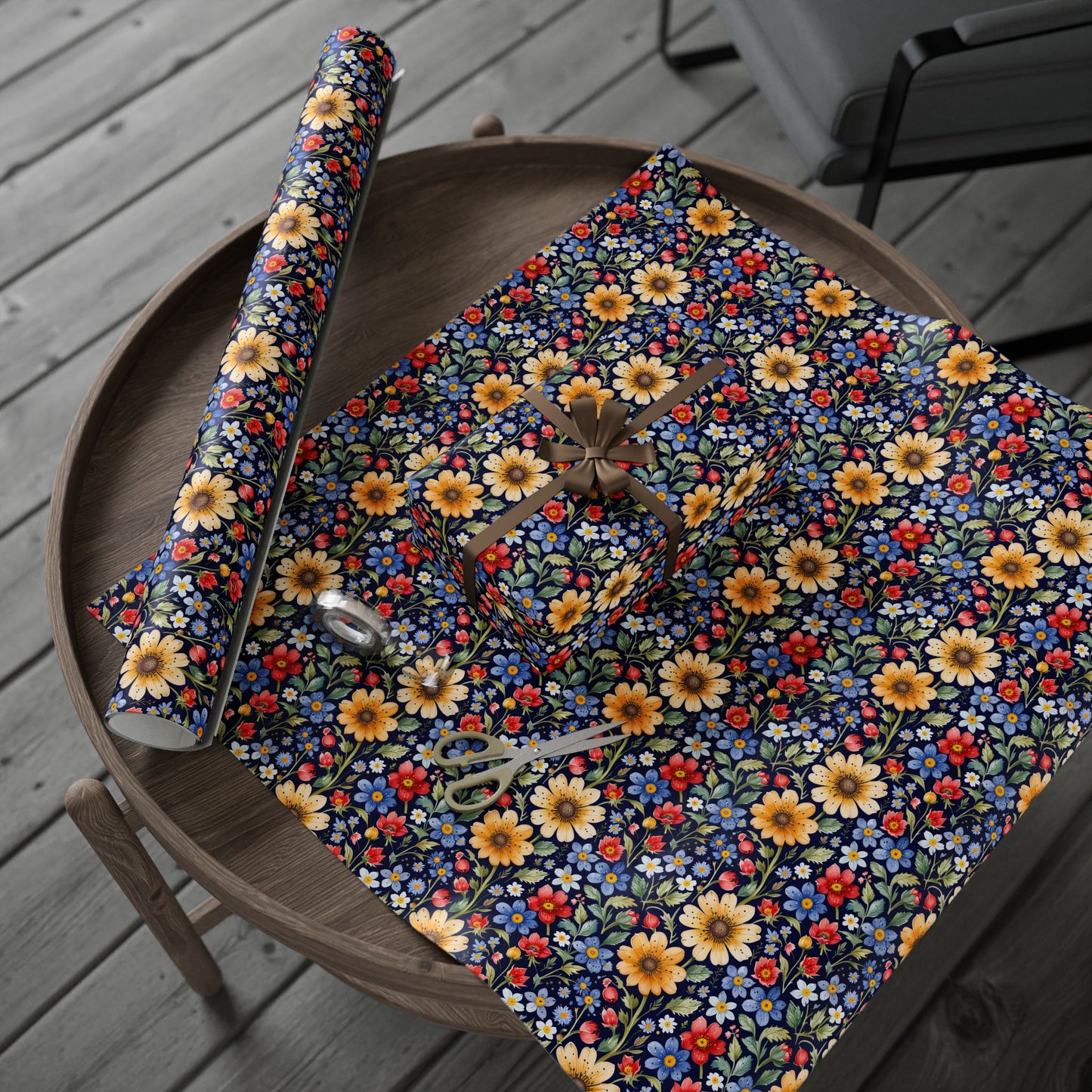 Colorful Floral on Black Background