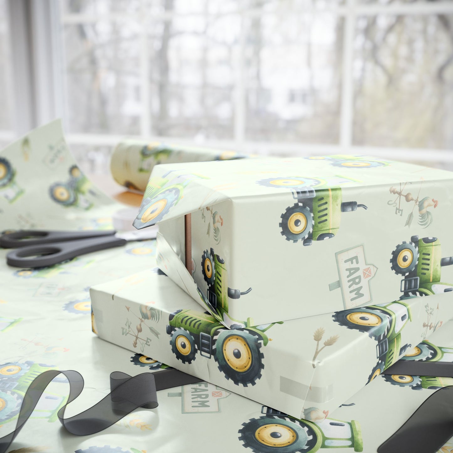 Green Tractor - Themed Wrapping Paper