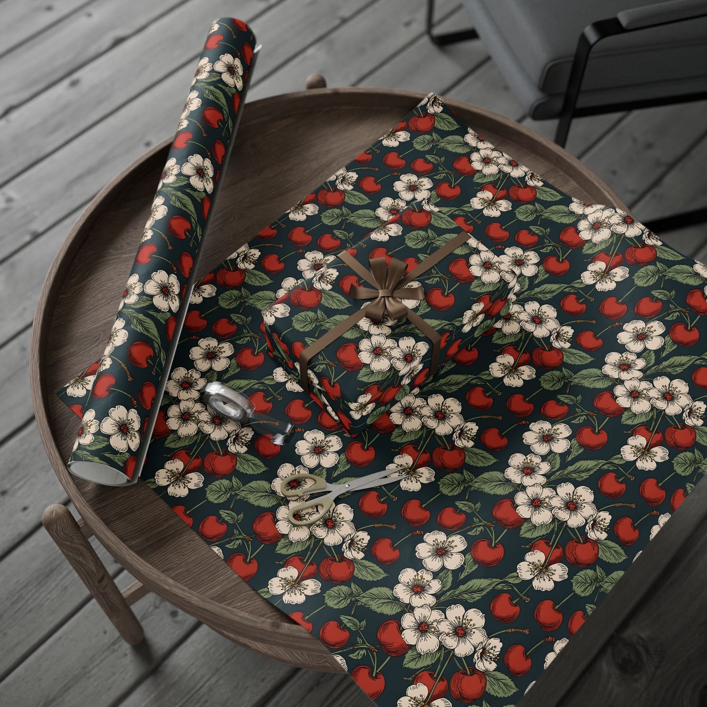 Retro Cherry Blossom Wrapping Paper