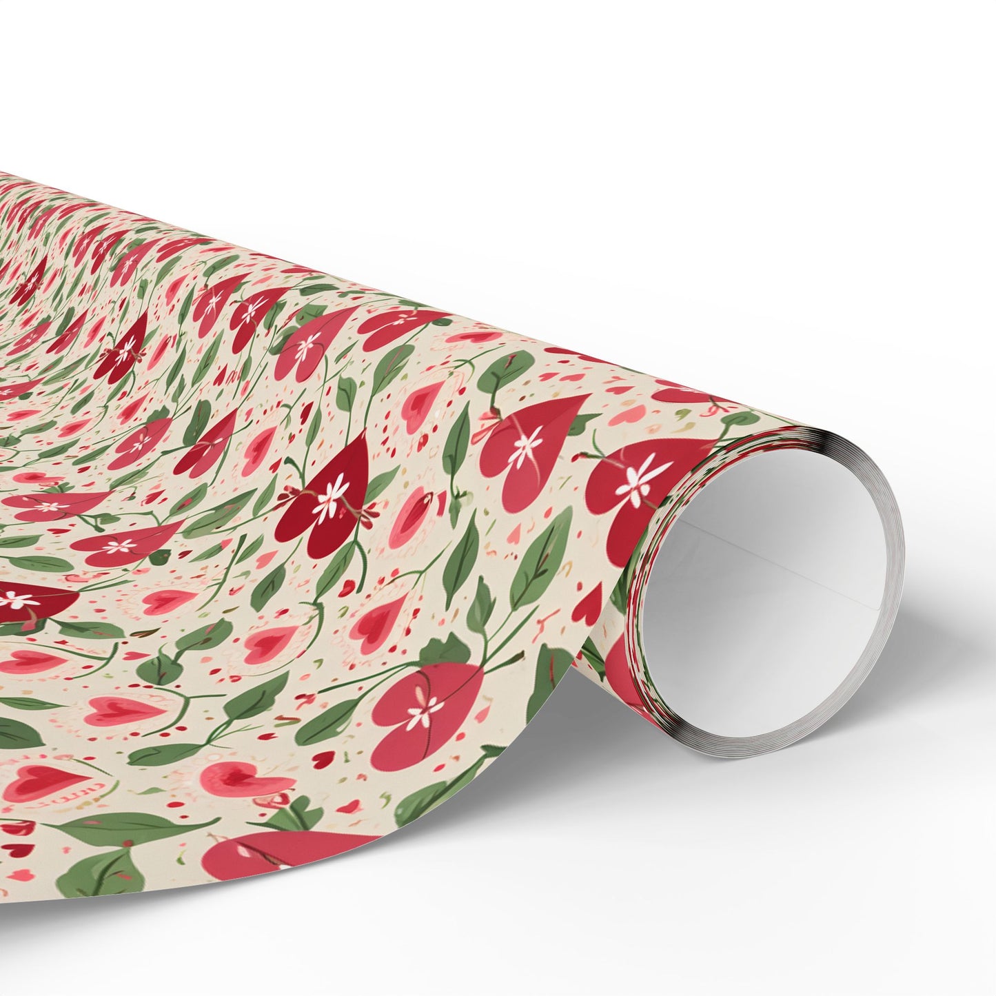 Orange Floral & Heart Wrapping Paper