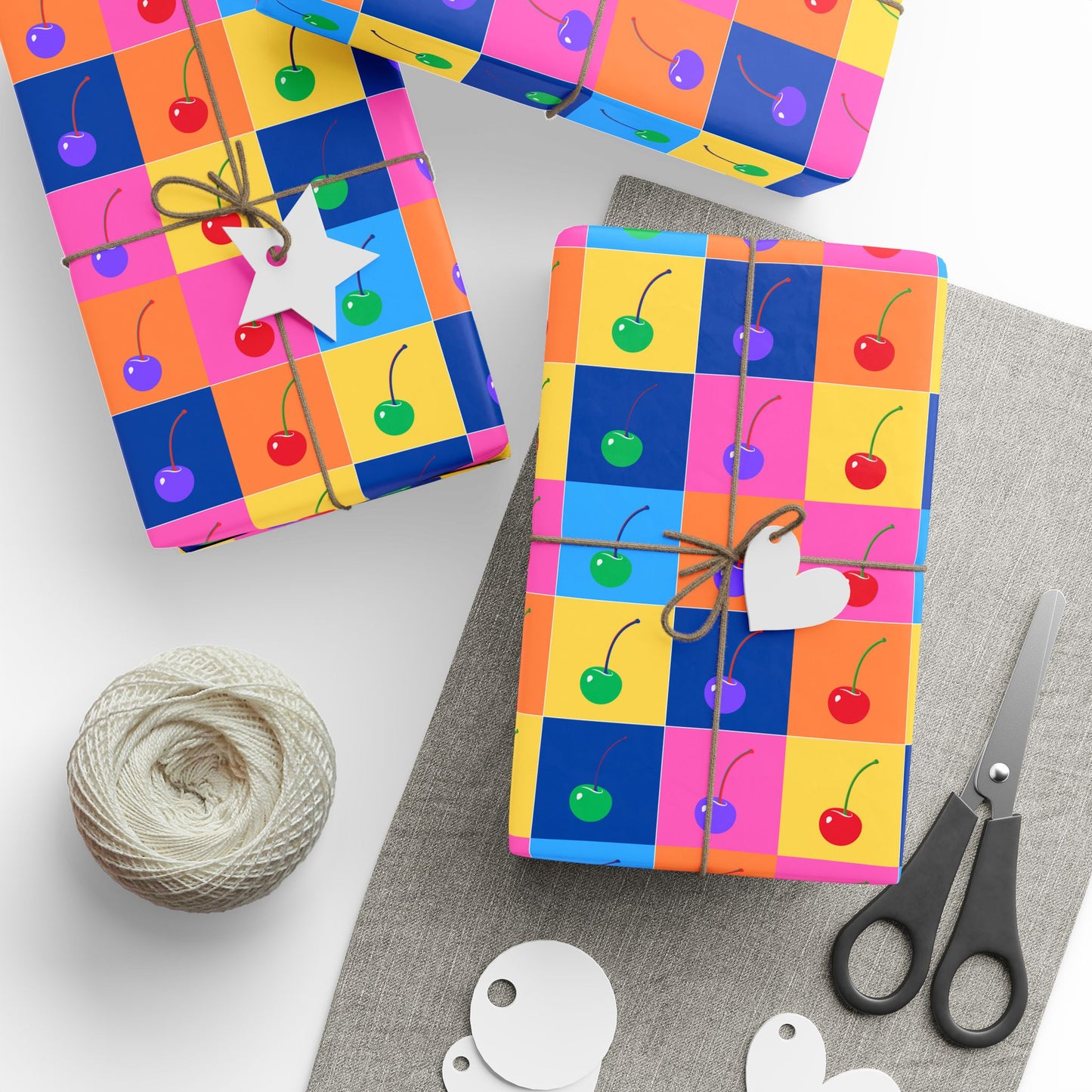 Colorful Cherry Wrapping Paper - Lokipawz