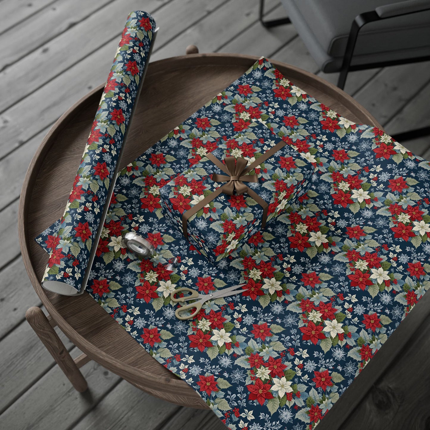Festive Floral Christmas Wrapping Paper