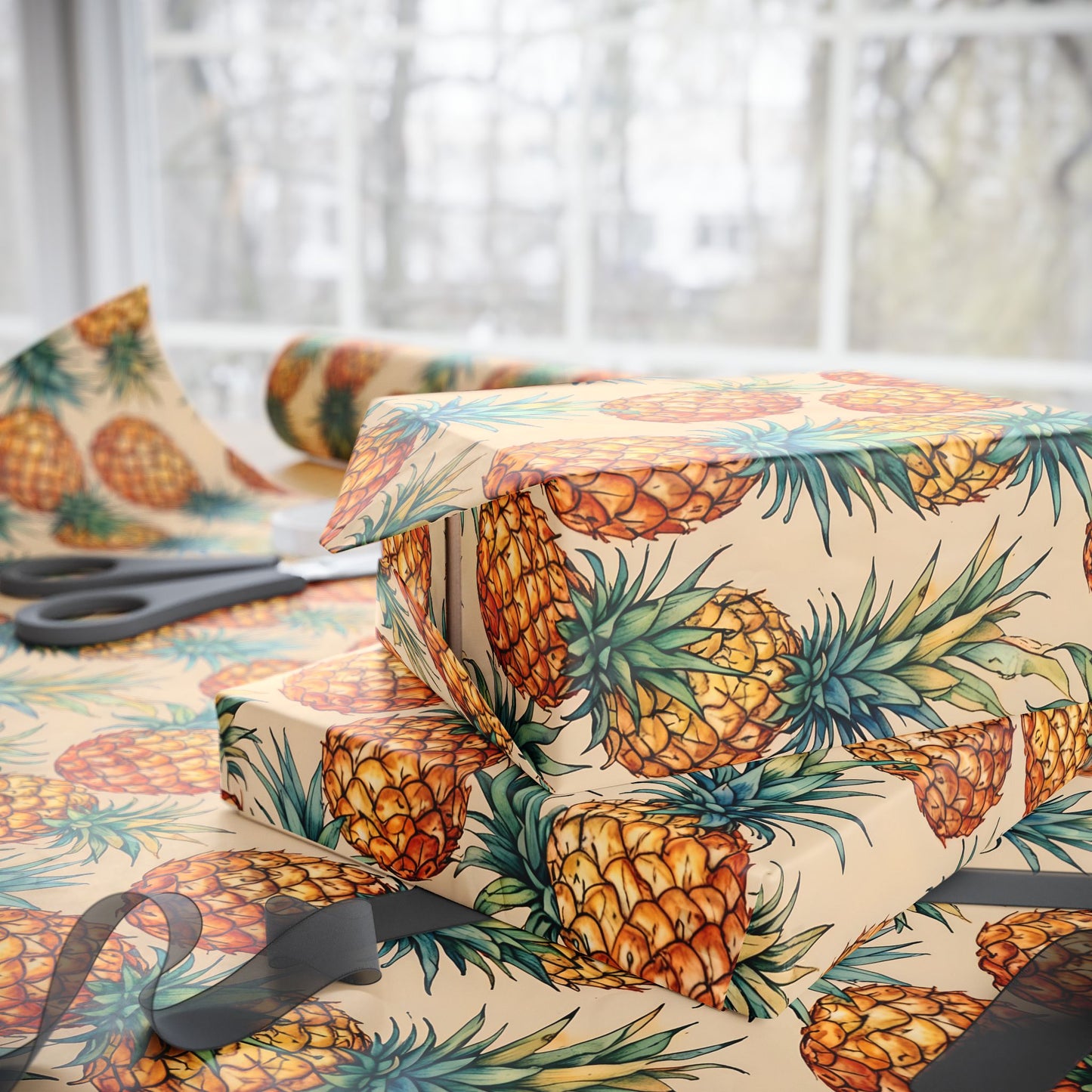 Nostalgic Pineapple Patterned Wrapping Paper
