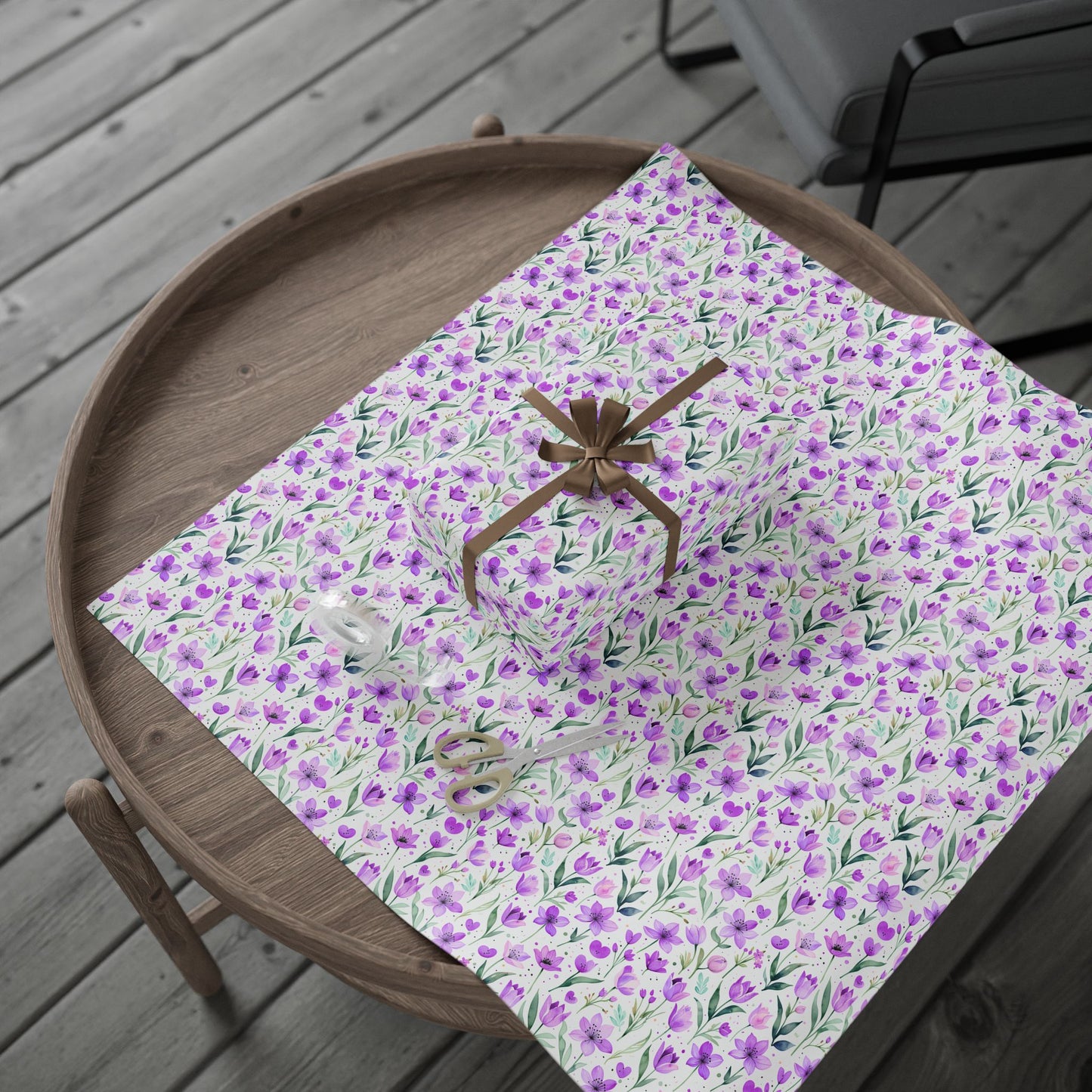 Purple Floral Gift Wrap Rolls