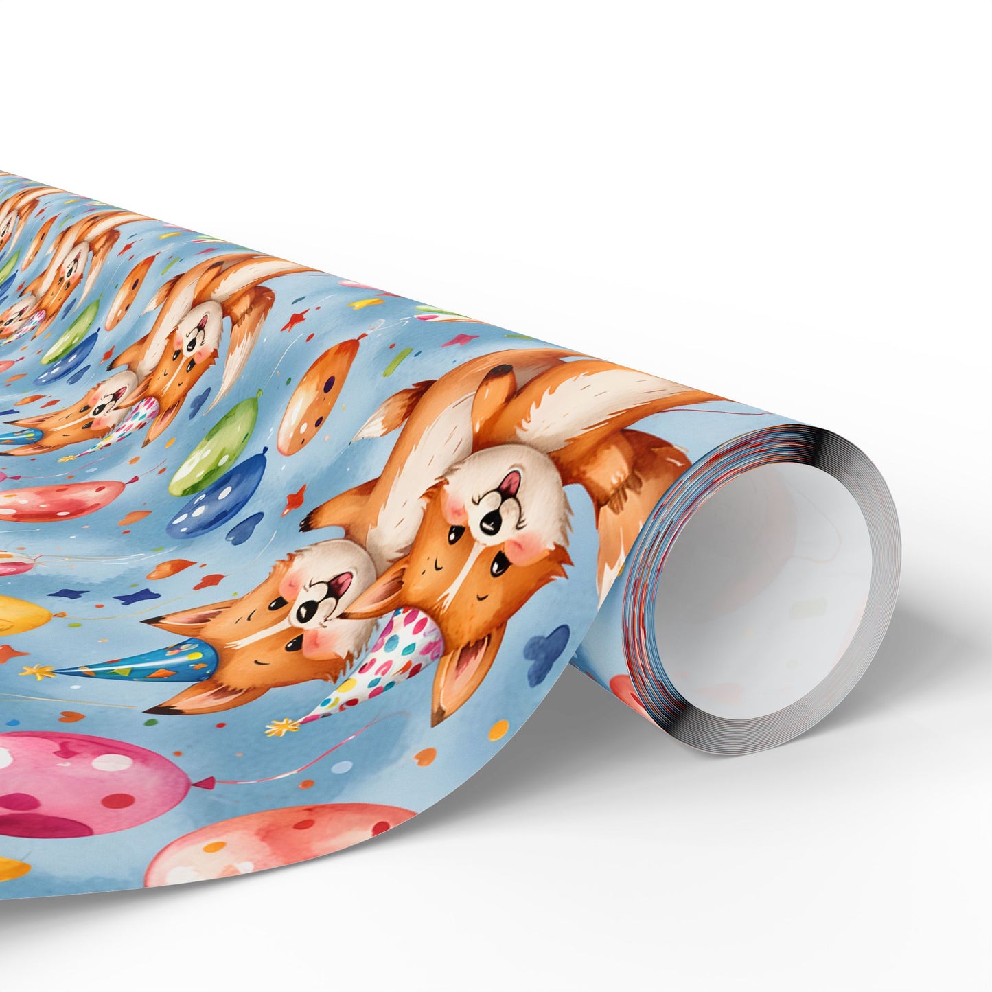 Cute Fox and Balloon Gift Wrap Birthday Party Decor for Kids or Cool Adults