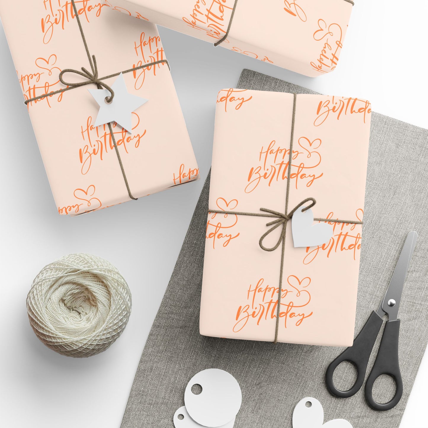 Chic Orange Happy Birthday Wrapping Paper