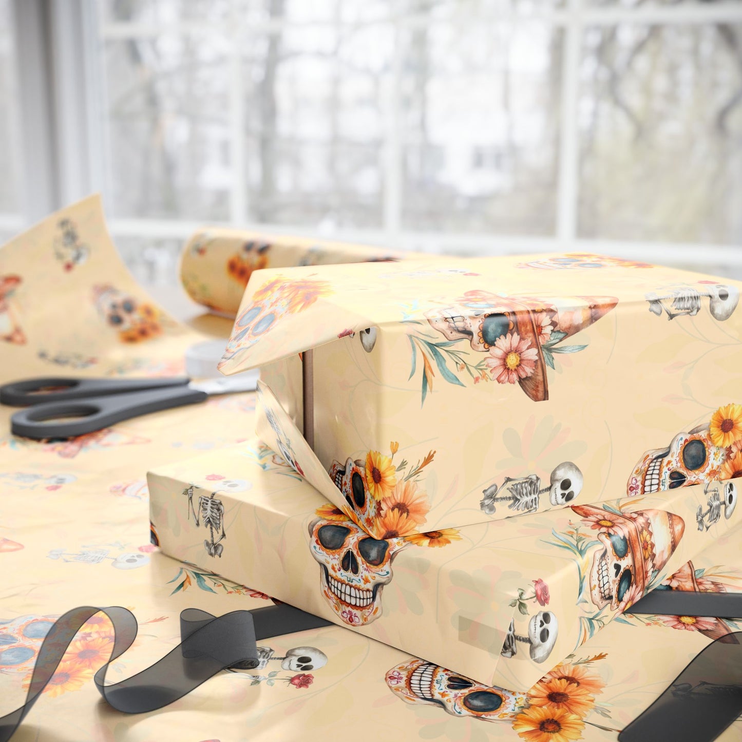 Fiesta Forever – Day of the Dead Floral Skull Wrapping Paper