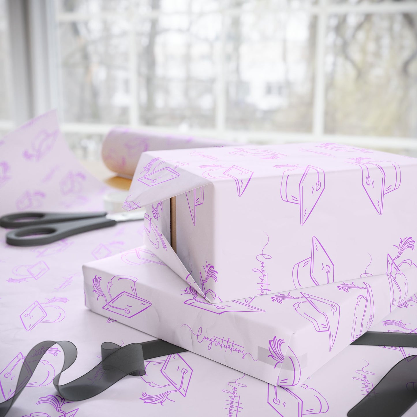Purple Congratulations Wrapping Papers for Graduates