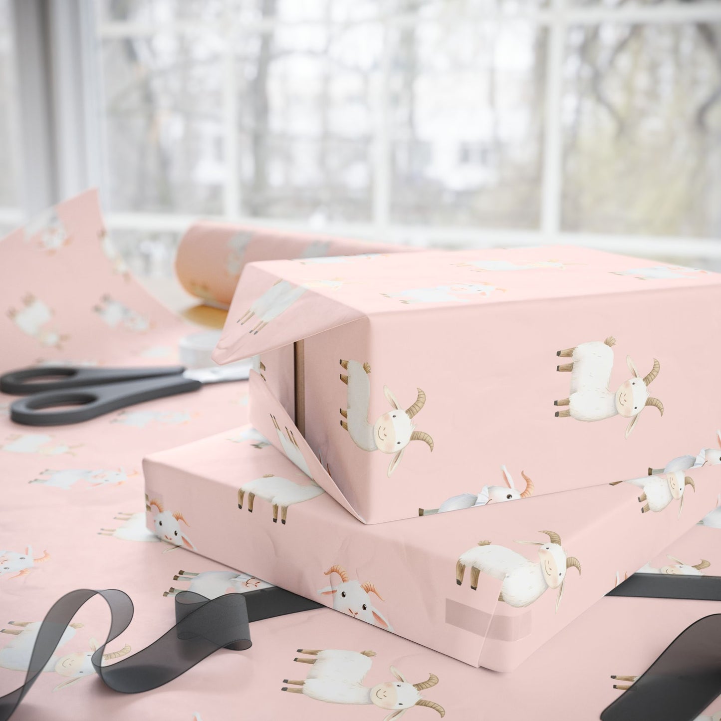 Pink Cute Goat Wrapping Paper