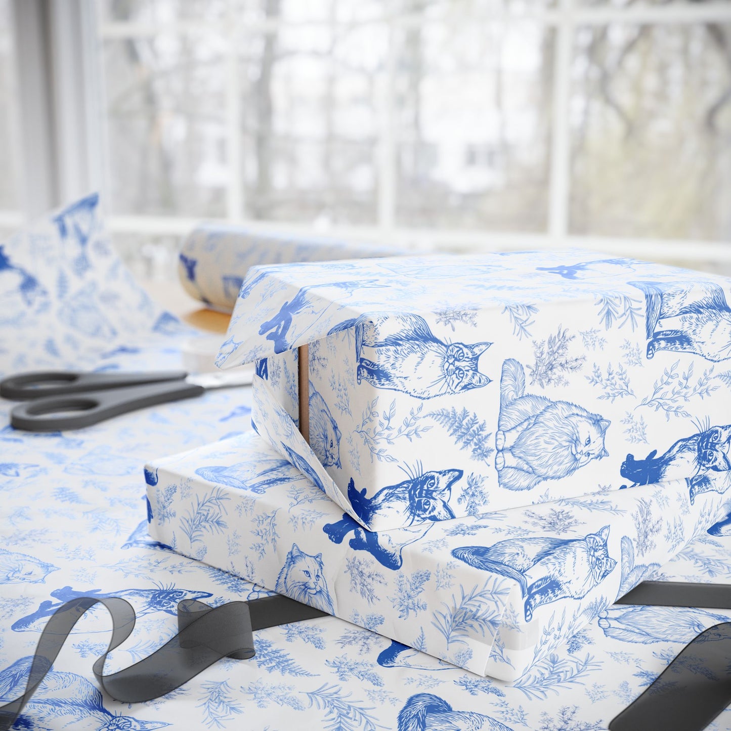 Cat Toile De Jouy Wrapping Paper