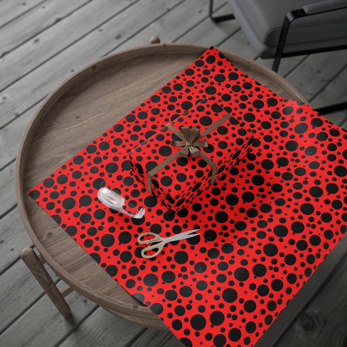 Dot Drama – Retro Red & Black Polka Dot Wrapping Paper