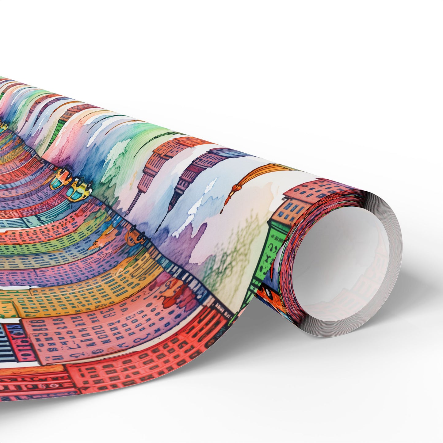 Abstract Cityscape Watercolor Gift Wrap