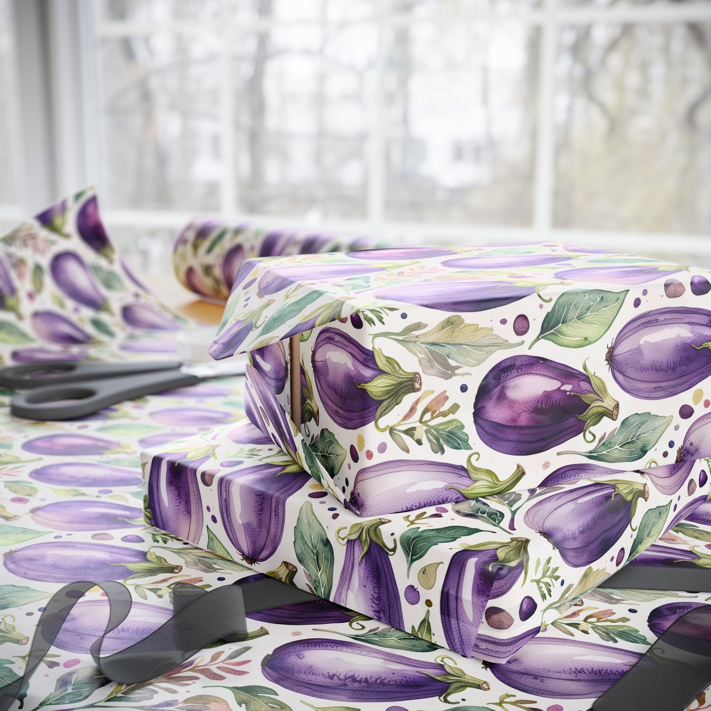 Wrapping Paper - Elegant Eggplant Design for Gift Wrapping