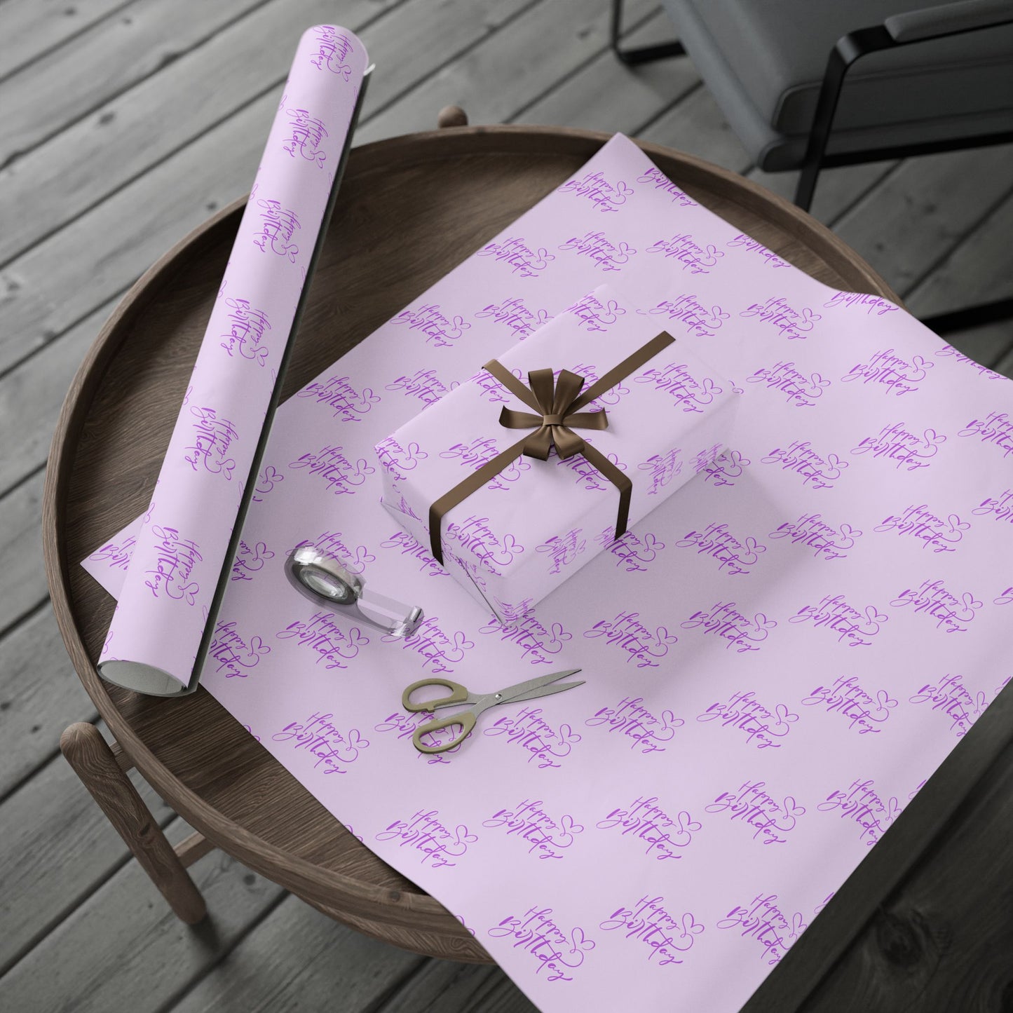 Elegant Purple Happy Birthday Wrapping Paper