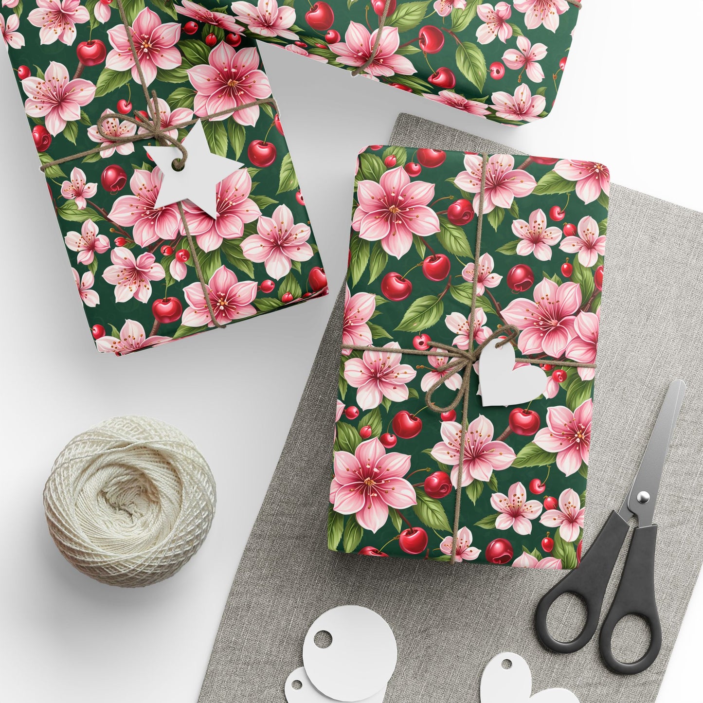 Wrapping Paper: Pink Cherry Floral Design