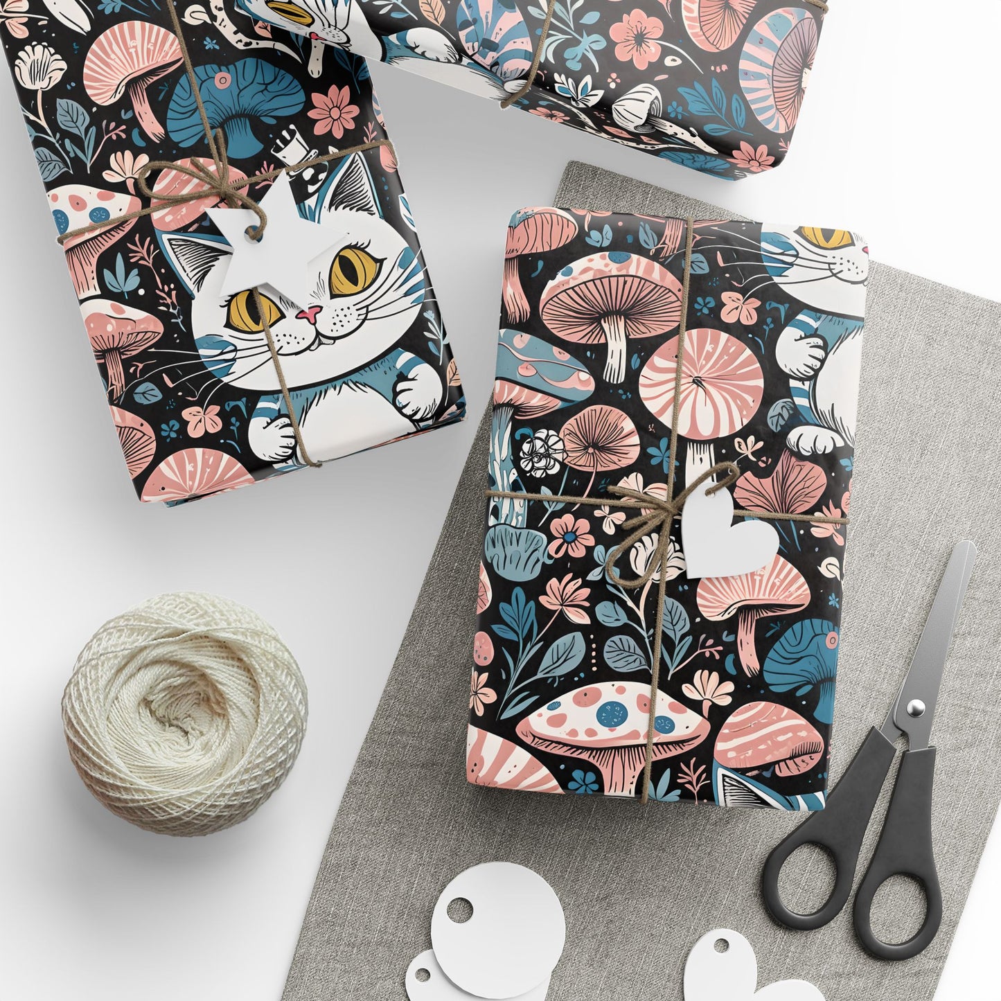 Whimsical Cheshire Cat Wrapping Paper Set - Alice in Wonderland