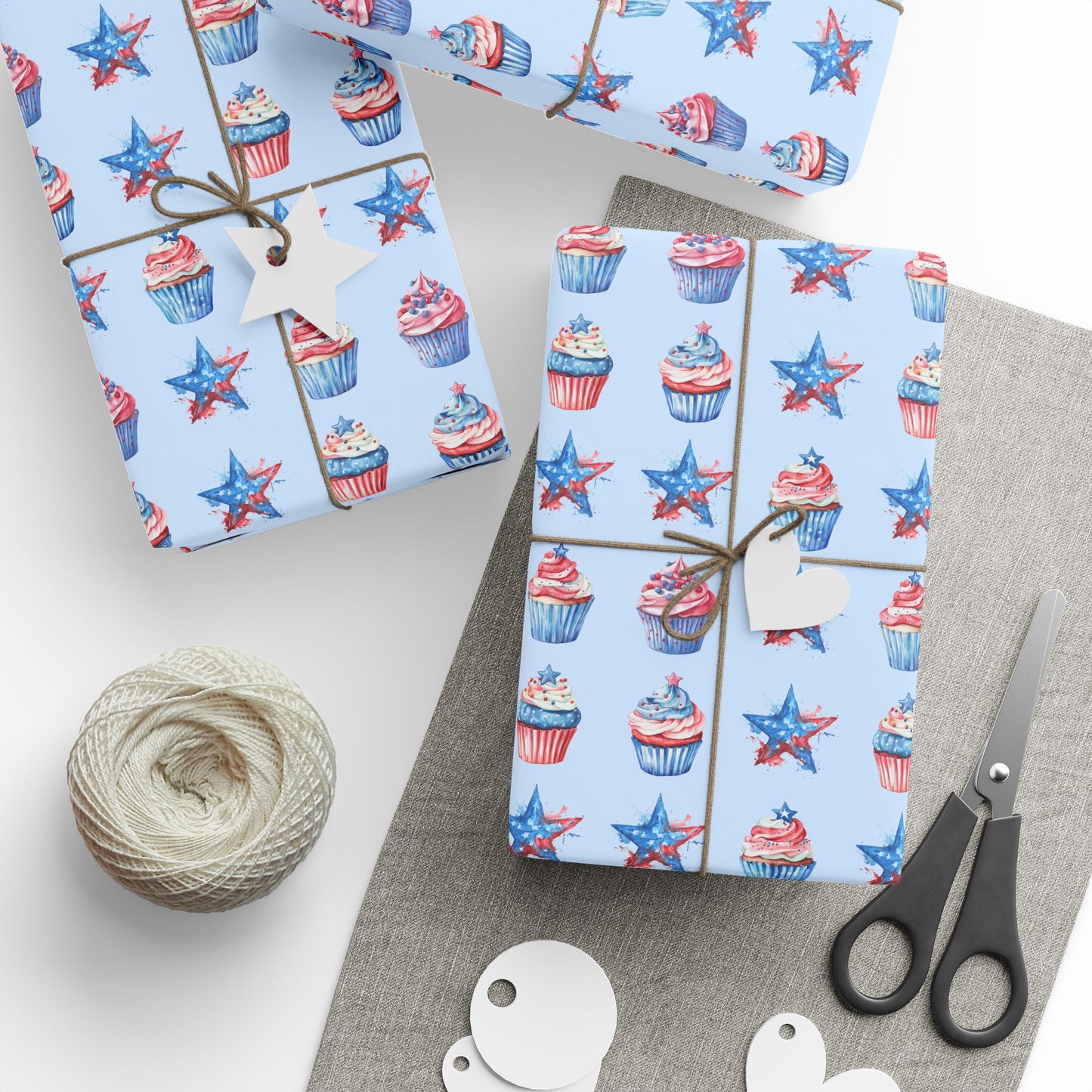 Patriotic Cupcake Wrapping Paper