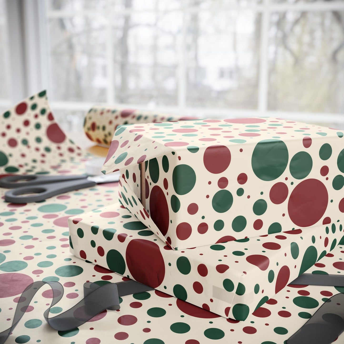 Festive Red & Green Dot Wrapping Paper