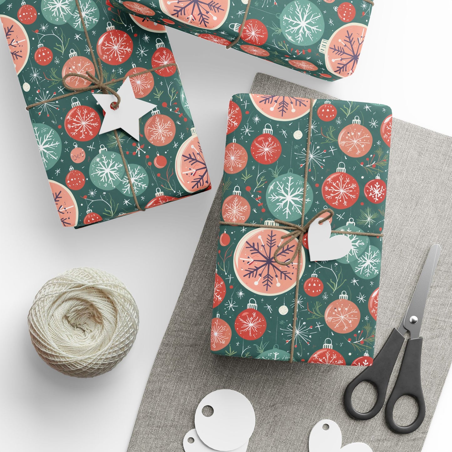 Holly Jolly Frost – Vintage Ornament Wrapping Paper