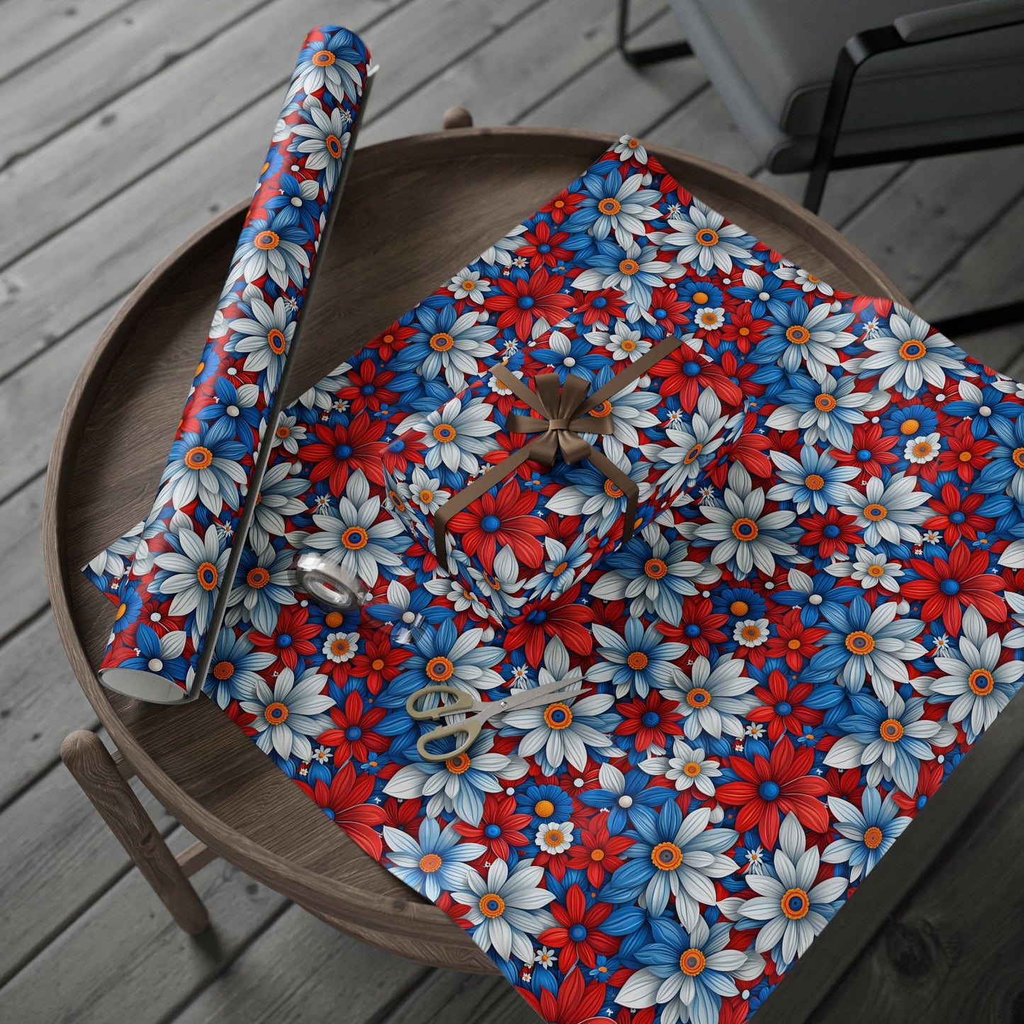 Red White Blue Daisy Floral Design