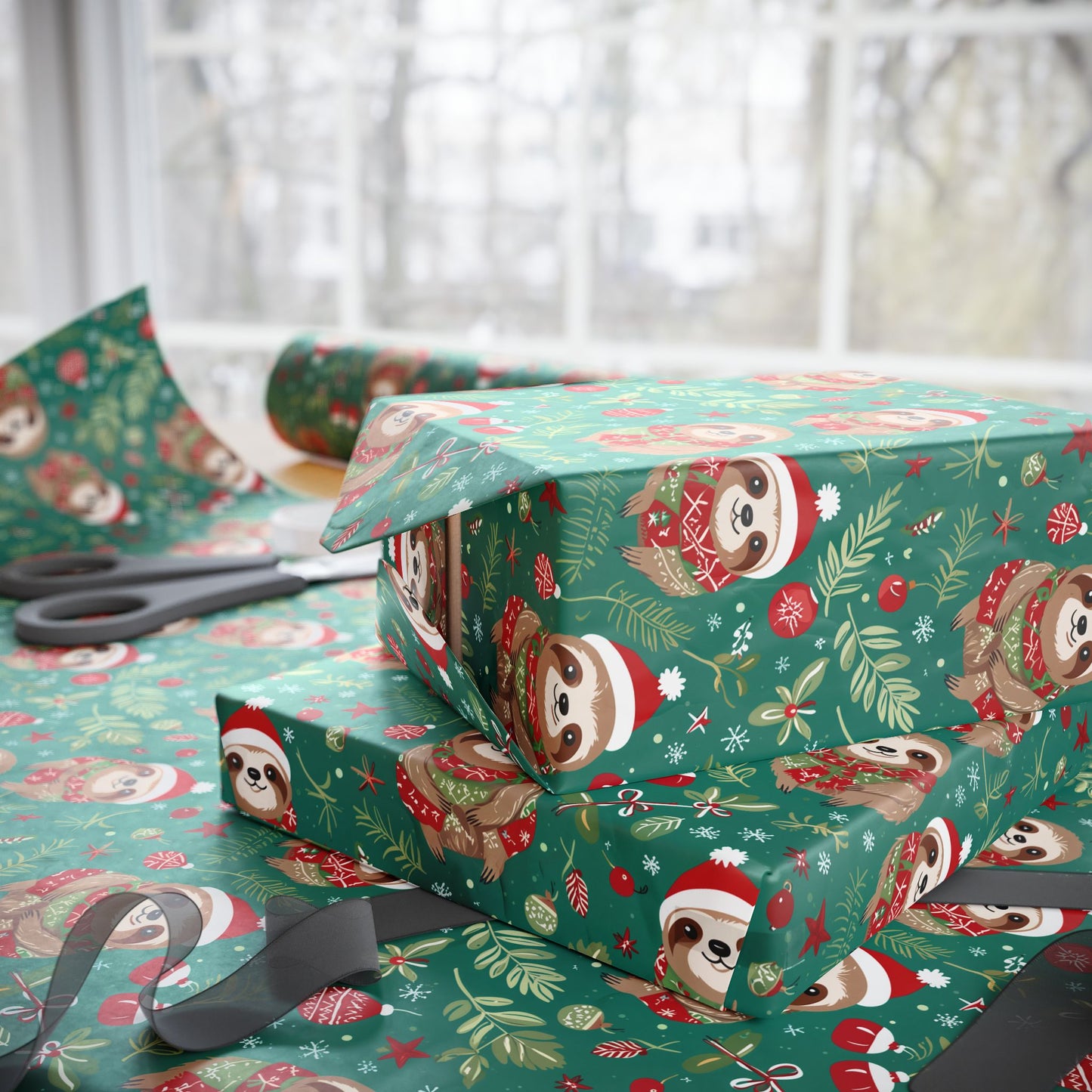 Sleighin’ It Slowly – Holiday Sloth Wrapping Paper