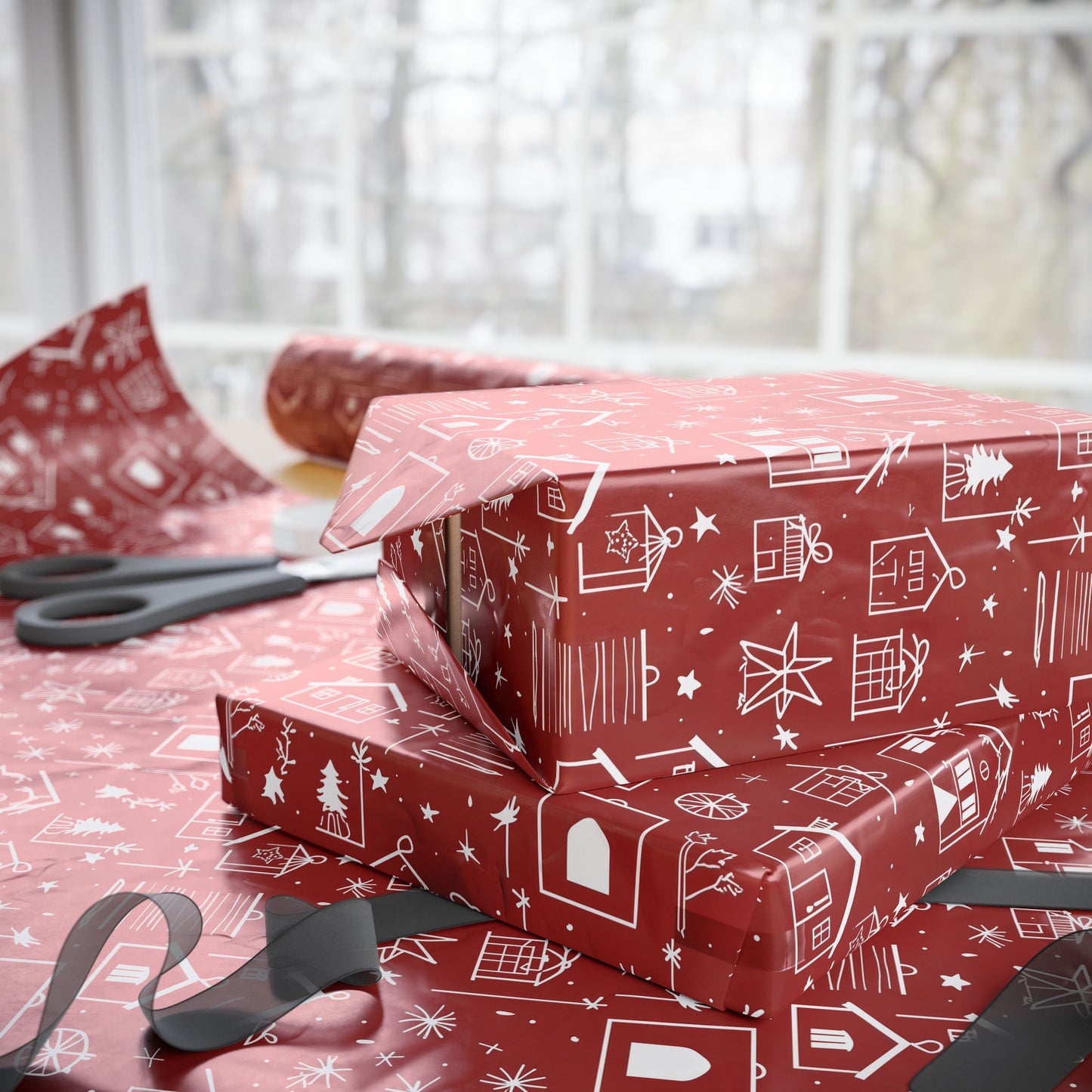 Home Sweet Holiday – Minimalist Red Wrapping Paper
