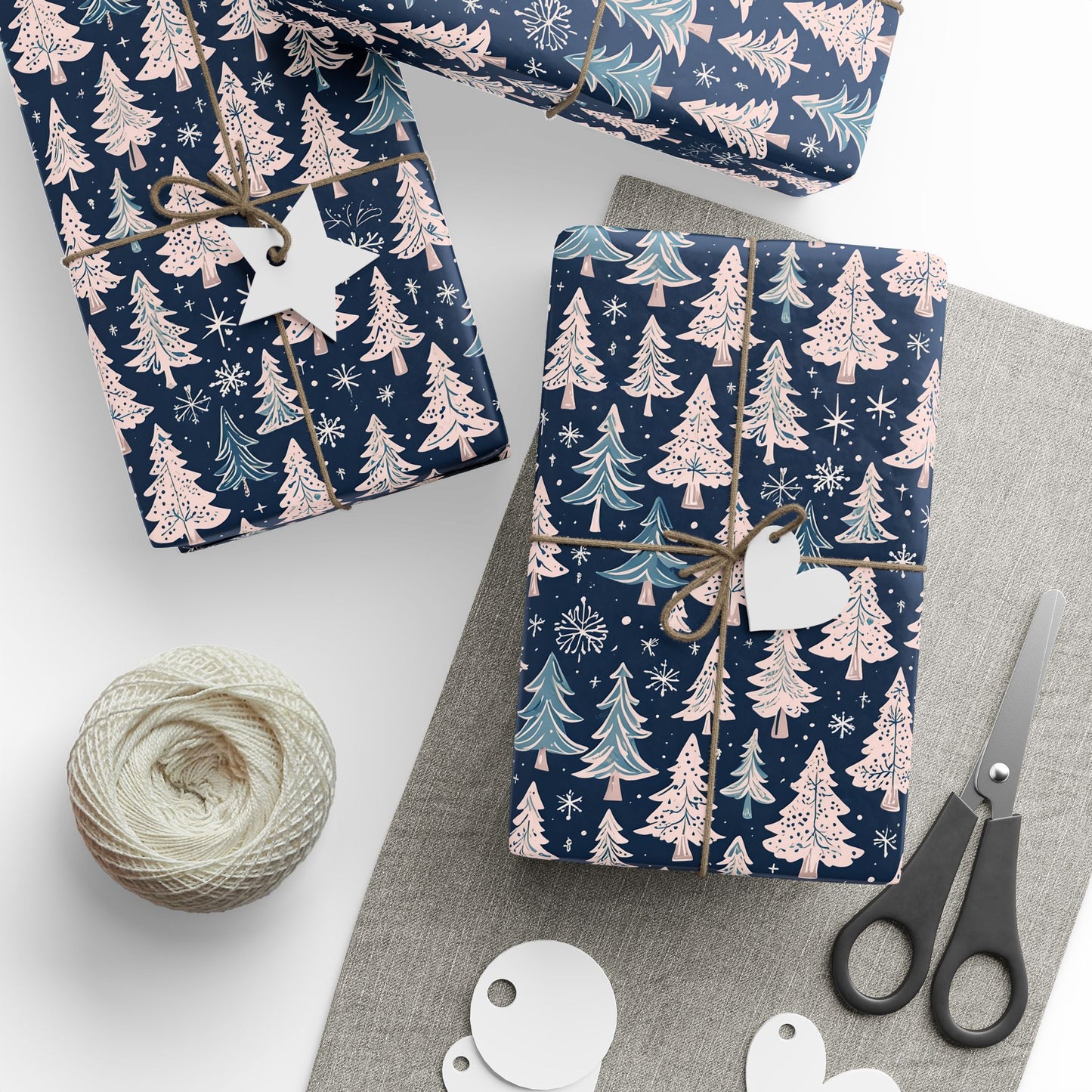 Elegant Pink & Navy Holiday Wrapping Papers