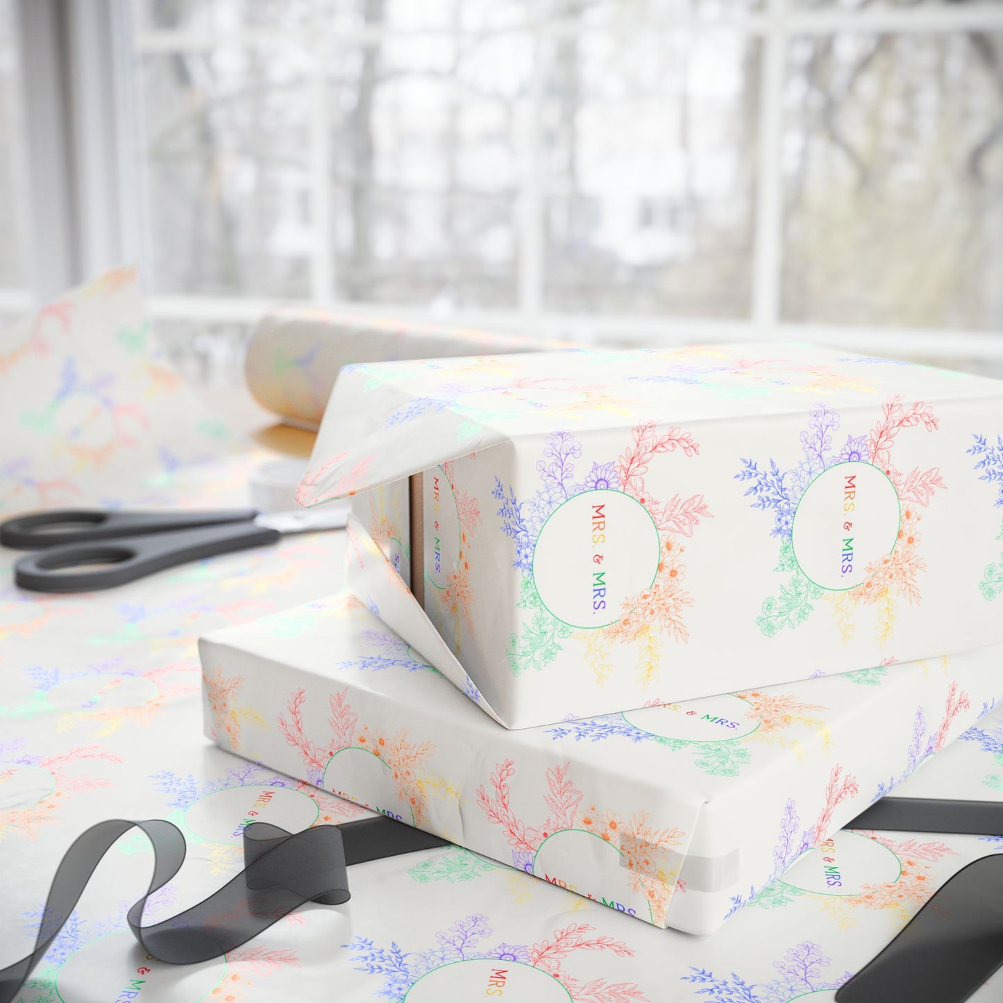 Rainbow Mrs. & Mrs. Gift Paper