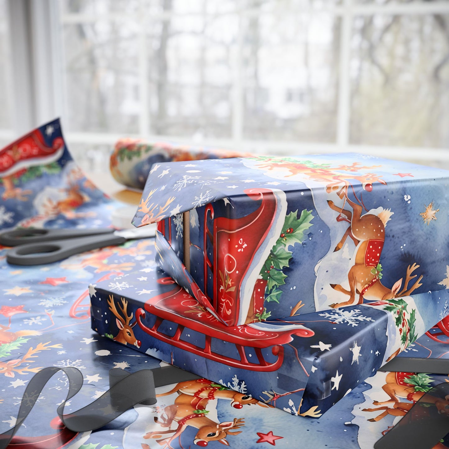 Santas Sleigh Gift Paper