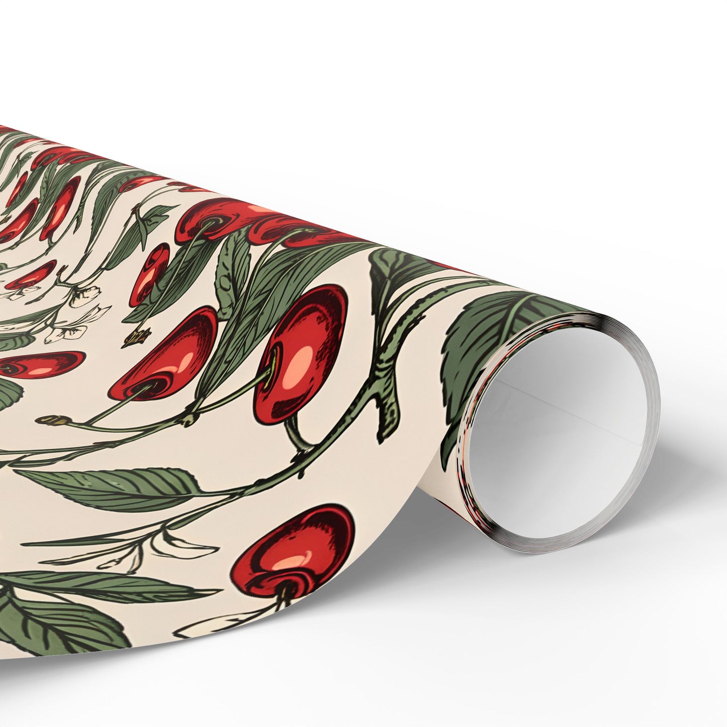 Elegant Cream Background with Cherry Delight Wrapping Paper