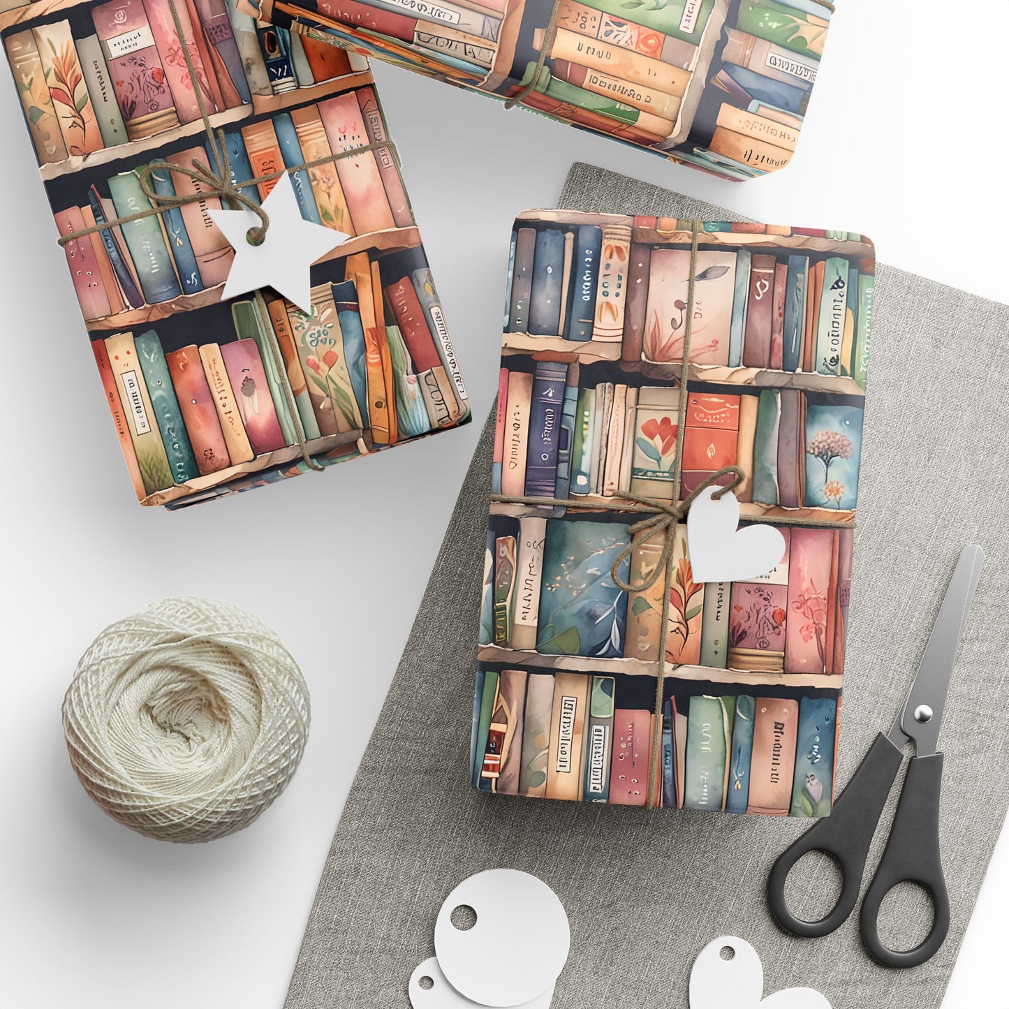 Shelf - Care – Whimsical Library Bookshelf Wrapping Paper
