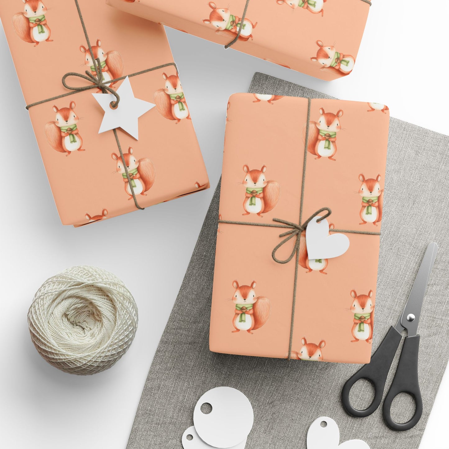 Orange Squirrel Wrapping Paper
