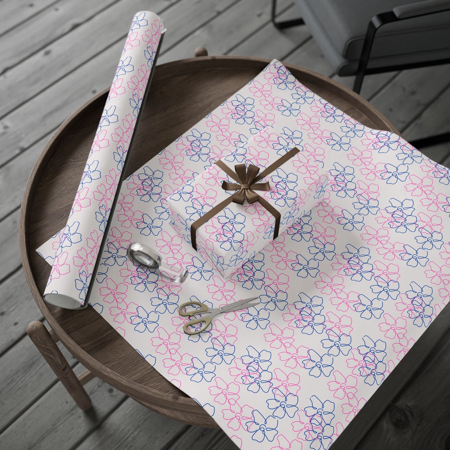Floral Line Drawing Wrapping Paper Roll