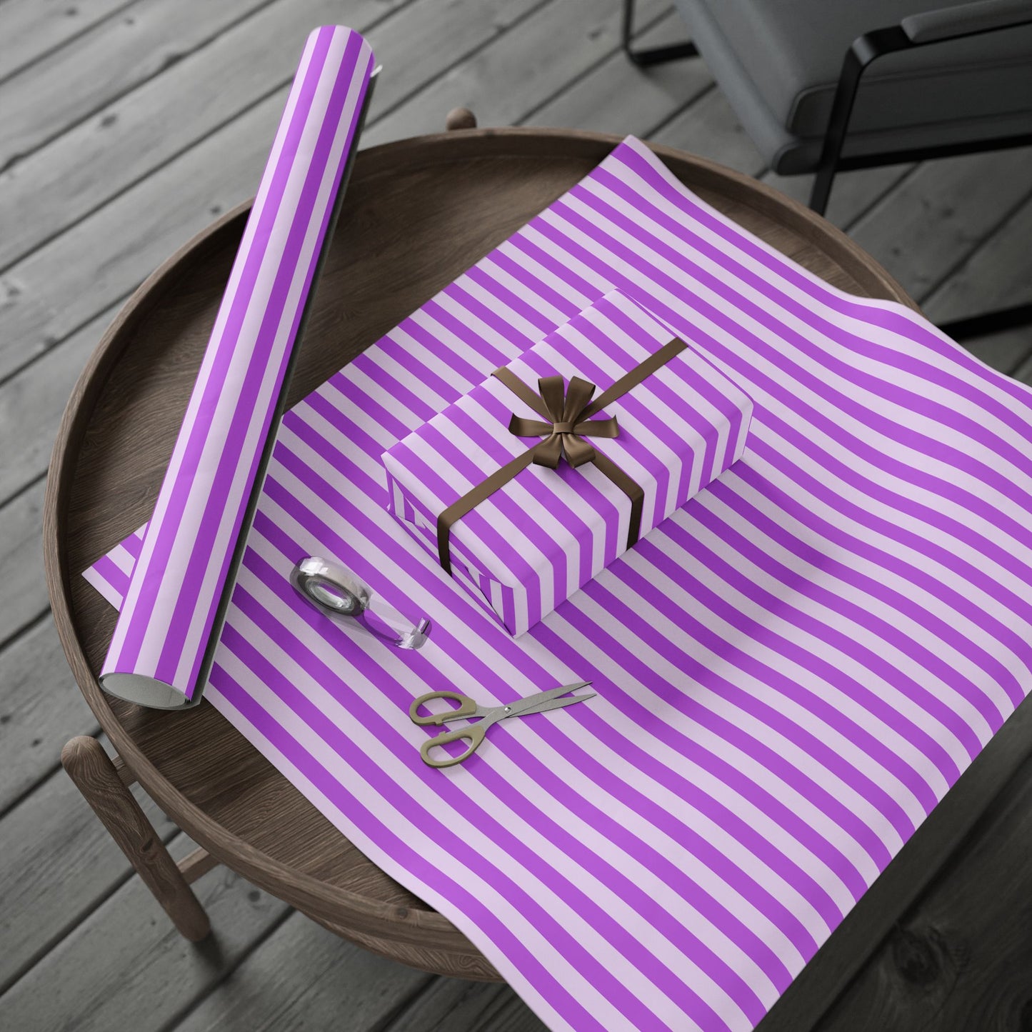 Chic Purple Stripes – Elegant Wrap for Birthdays, Holidays & More