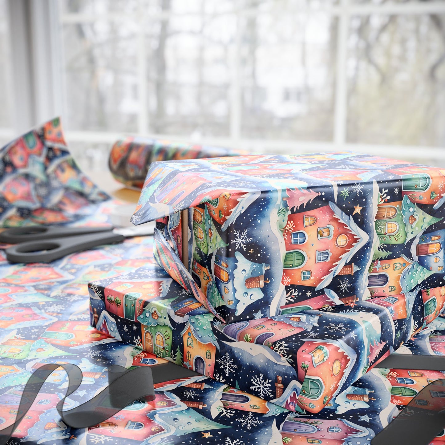 Twinkle Town – Whimsical Christmas Village Wrapping Paper