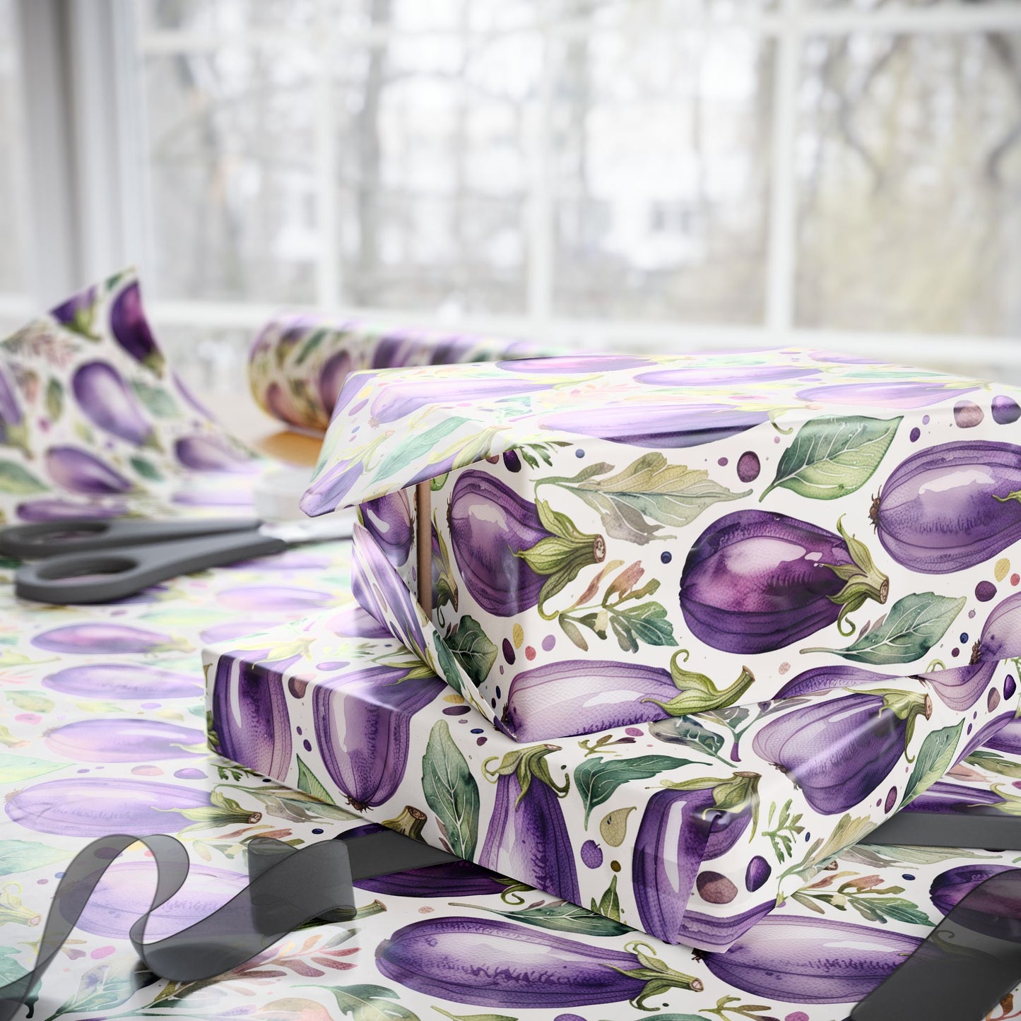 Wrapping Paper - Elegant Eggplant Design for Gift Wrapping
