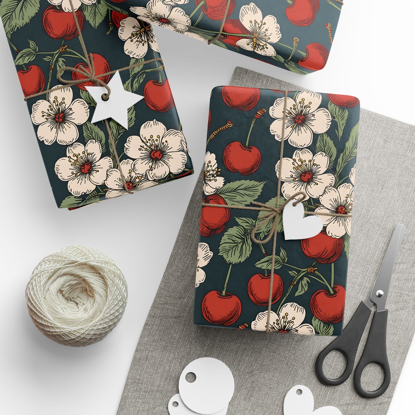 Retro Cherry Blossom Wrapping Paper
