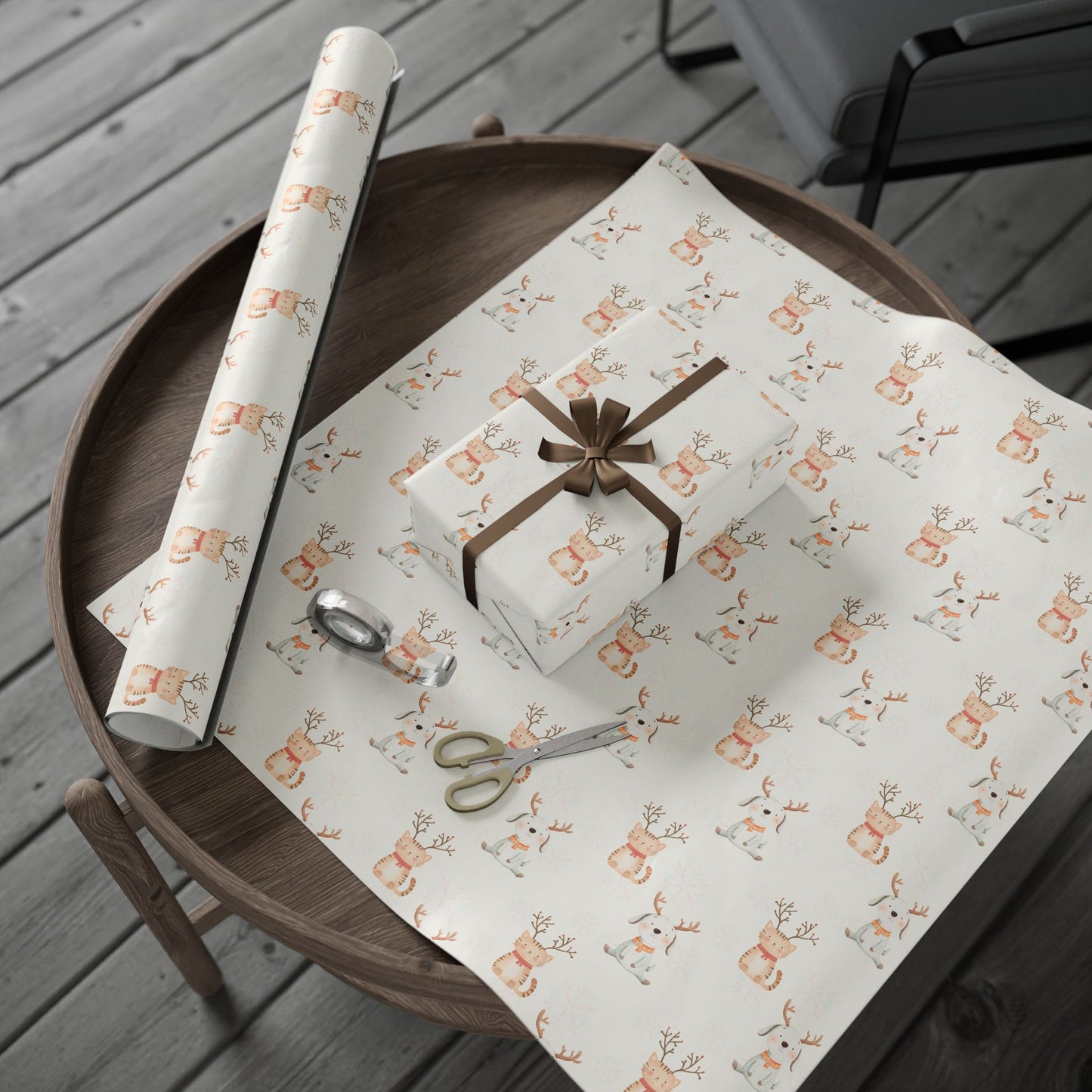Merry Whiskers & Woofmas – Pastel Pets Holiday Wrapping Paper