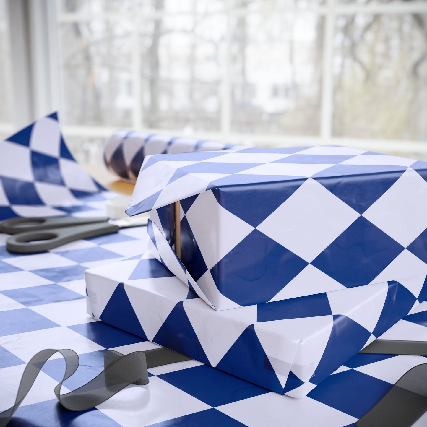 Blue on Blue Harlequin Pattern