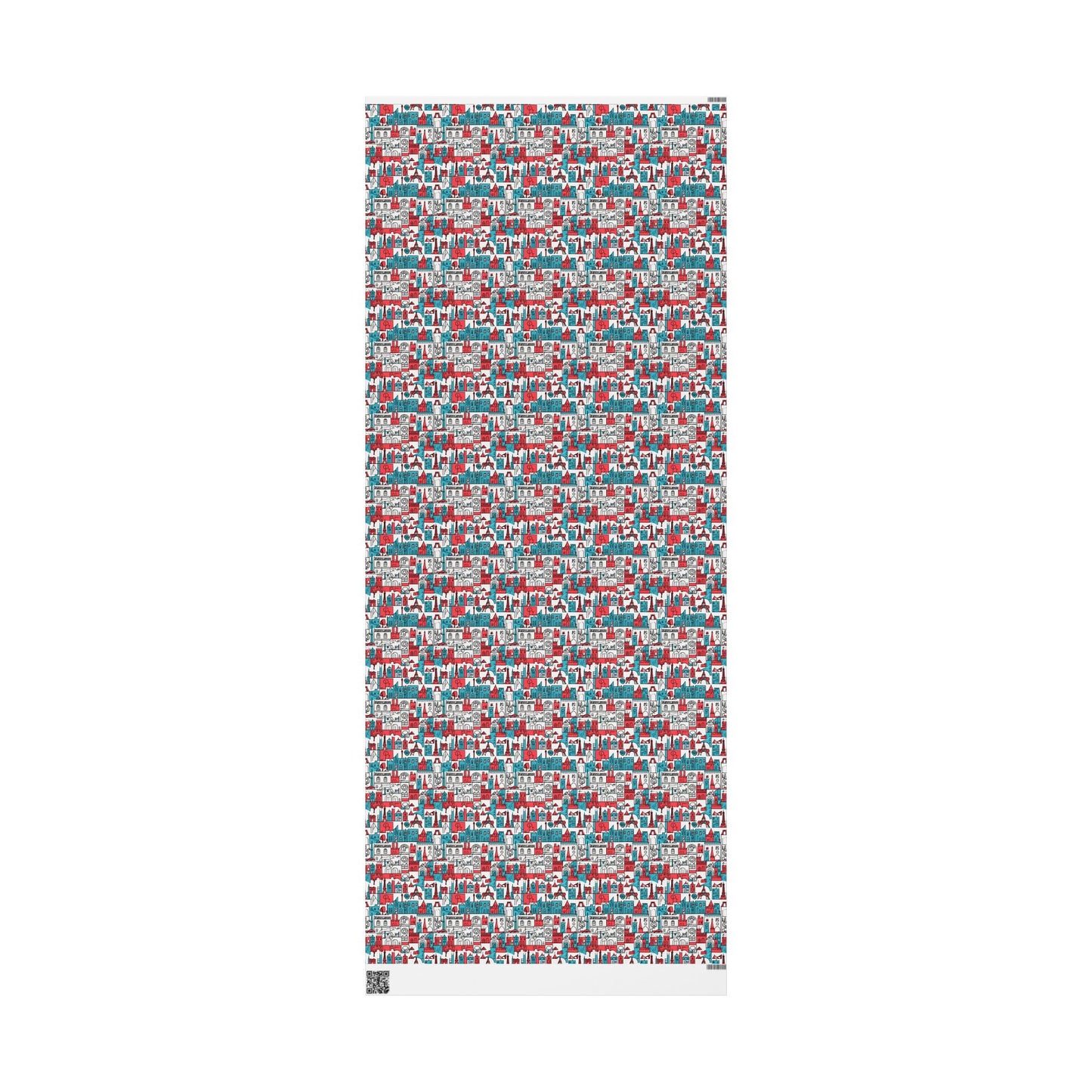 Wrapping Papers: Colorful Blue & Red Abstract Cityscape