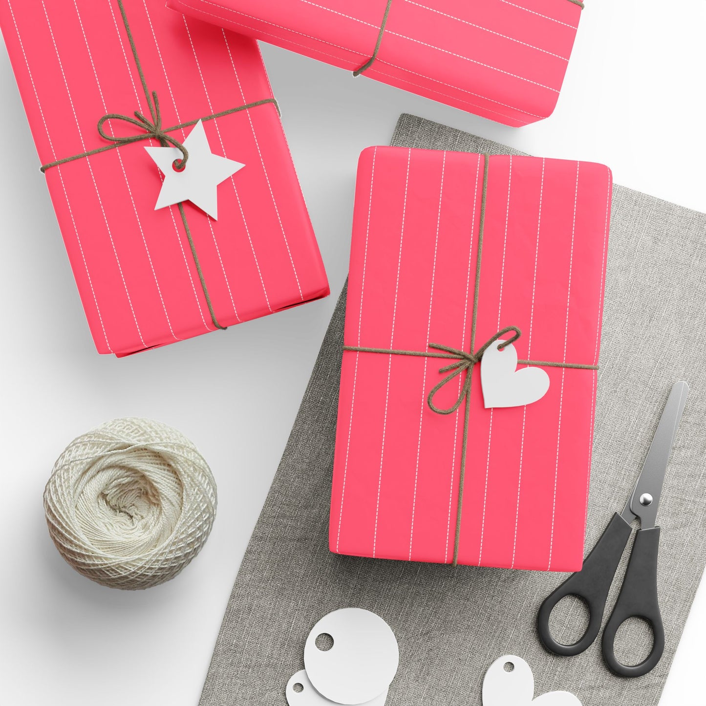 Bright Pink & Cream Striped Wrapping Paper