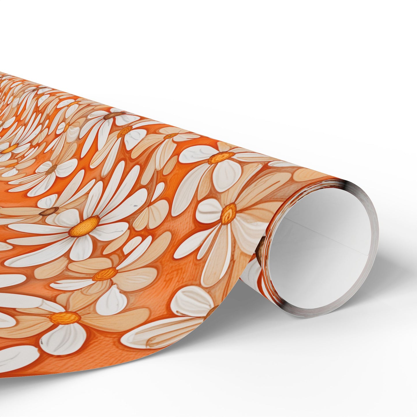 Charming Orange Floral Gift Wrap