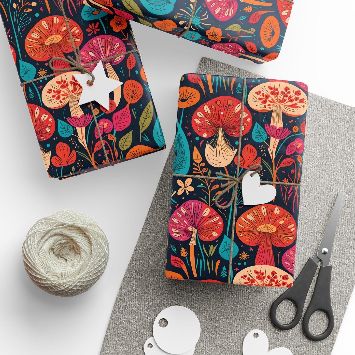 Retro Mushroom Motif Gift Wrap