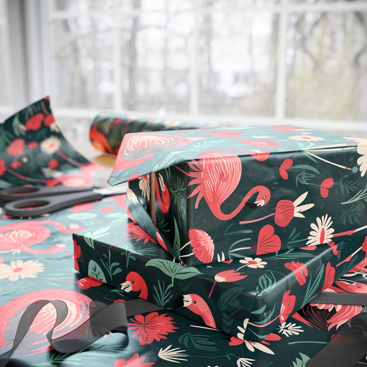 Abstract Alice in Wonderland Flamingo Gift Wrap
