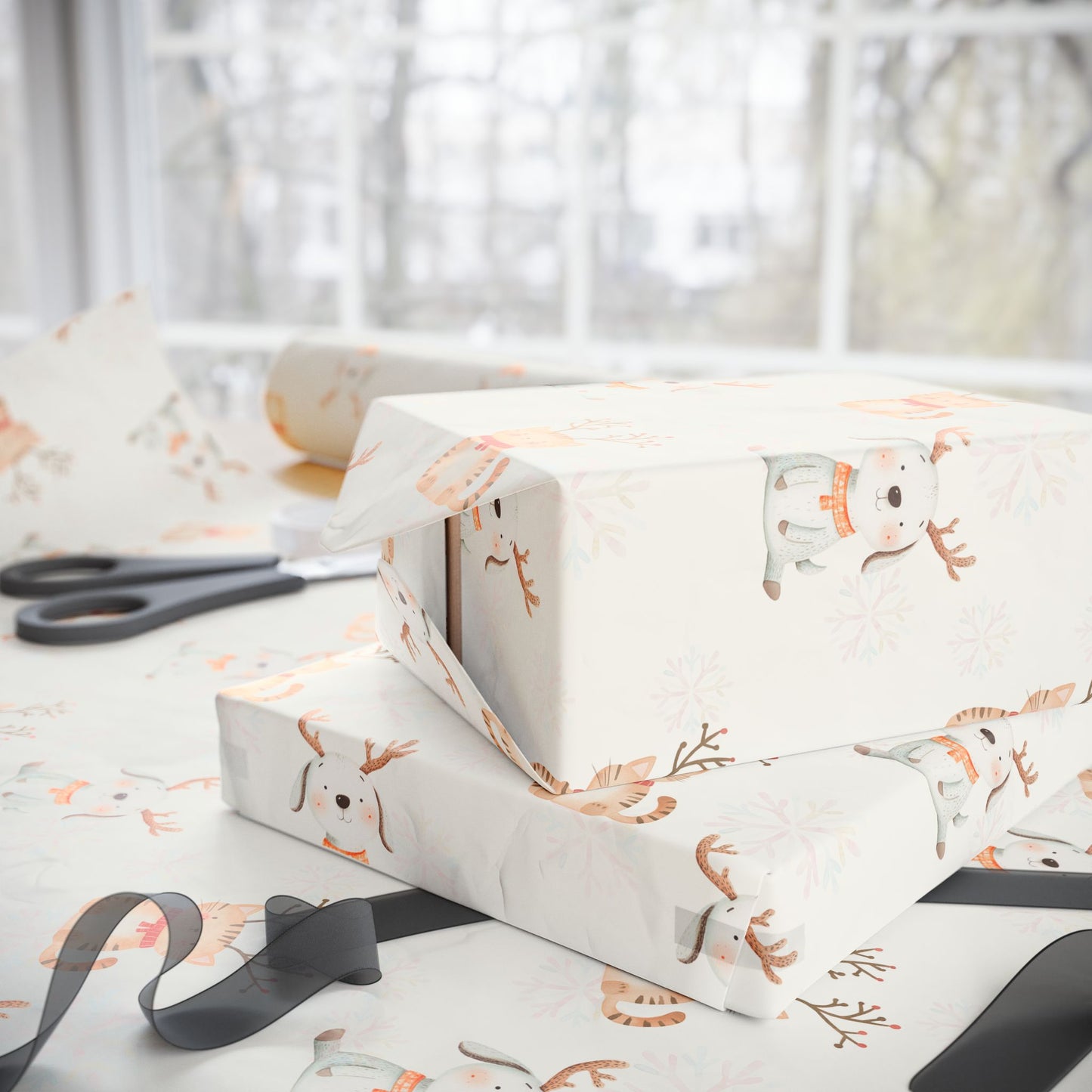 Merry Whiskers & Woofmas – Pastel Pets Holiday Wrapping Paper
