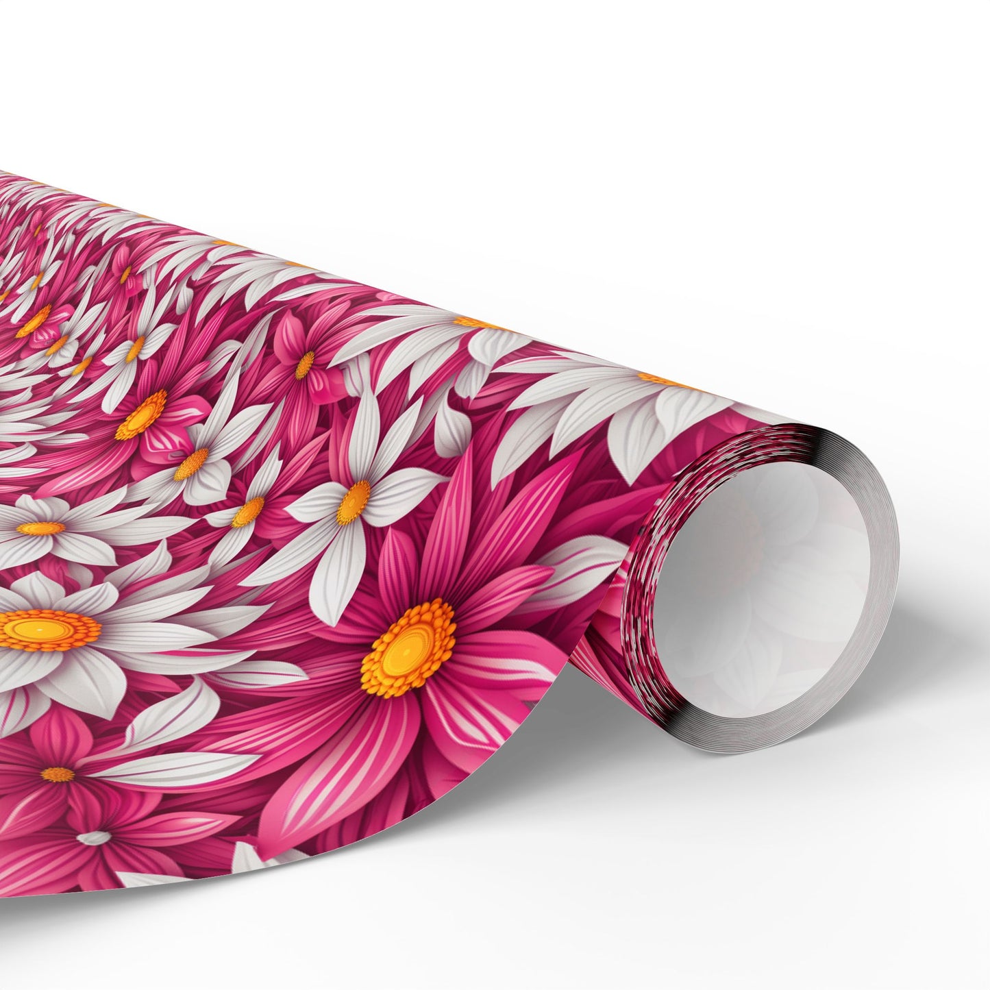 Pink & White Daisy Floral Gift Wrap Paper