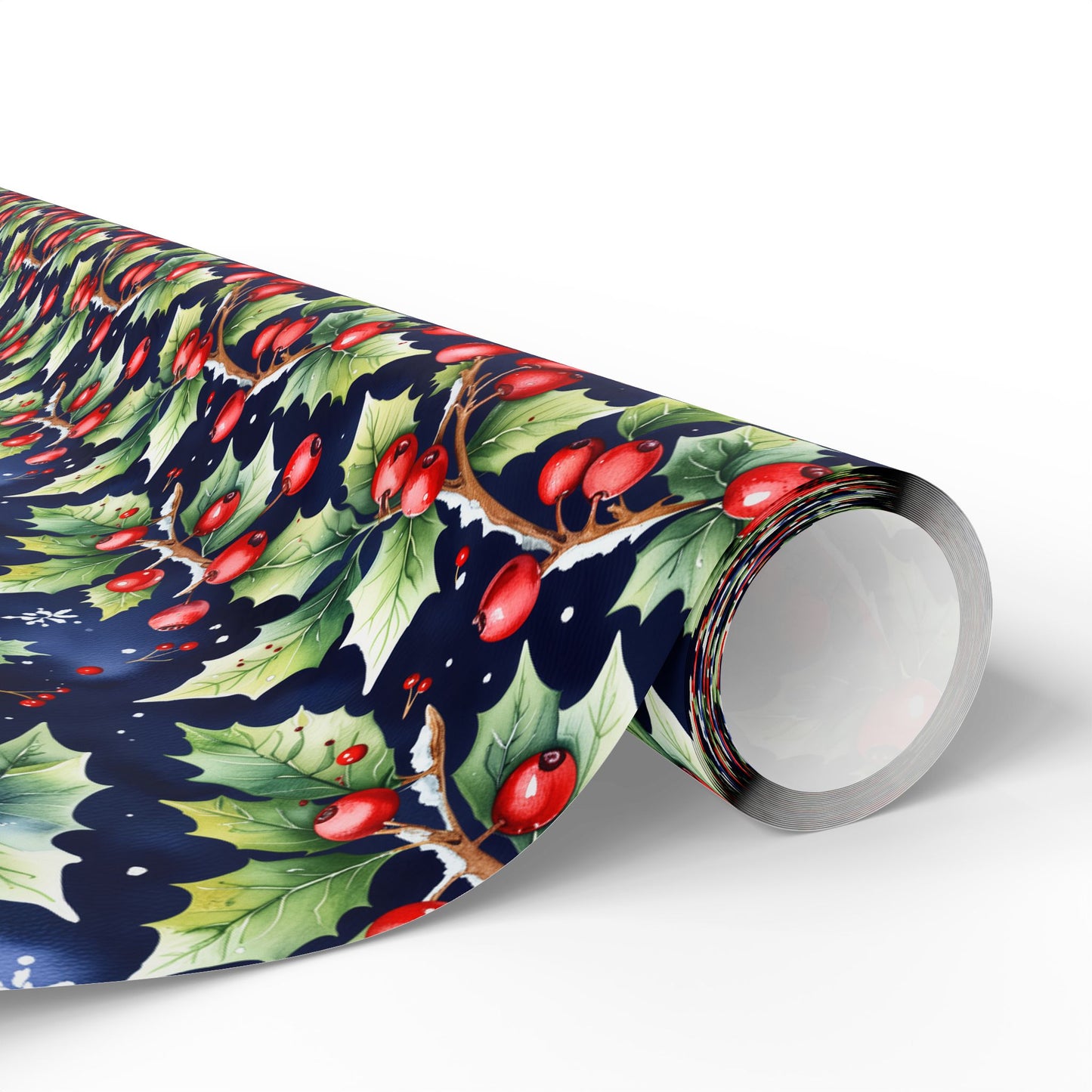 Holly Jolly Luxe – Navy & Berry Botanical Wrapping Paper